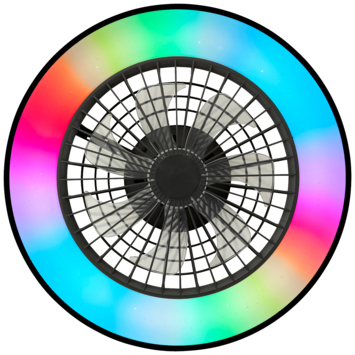 Brilliant plafondventilator Mazzaro met lamp en RGB functie 40W zwart
