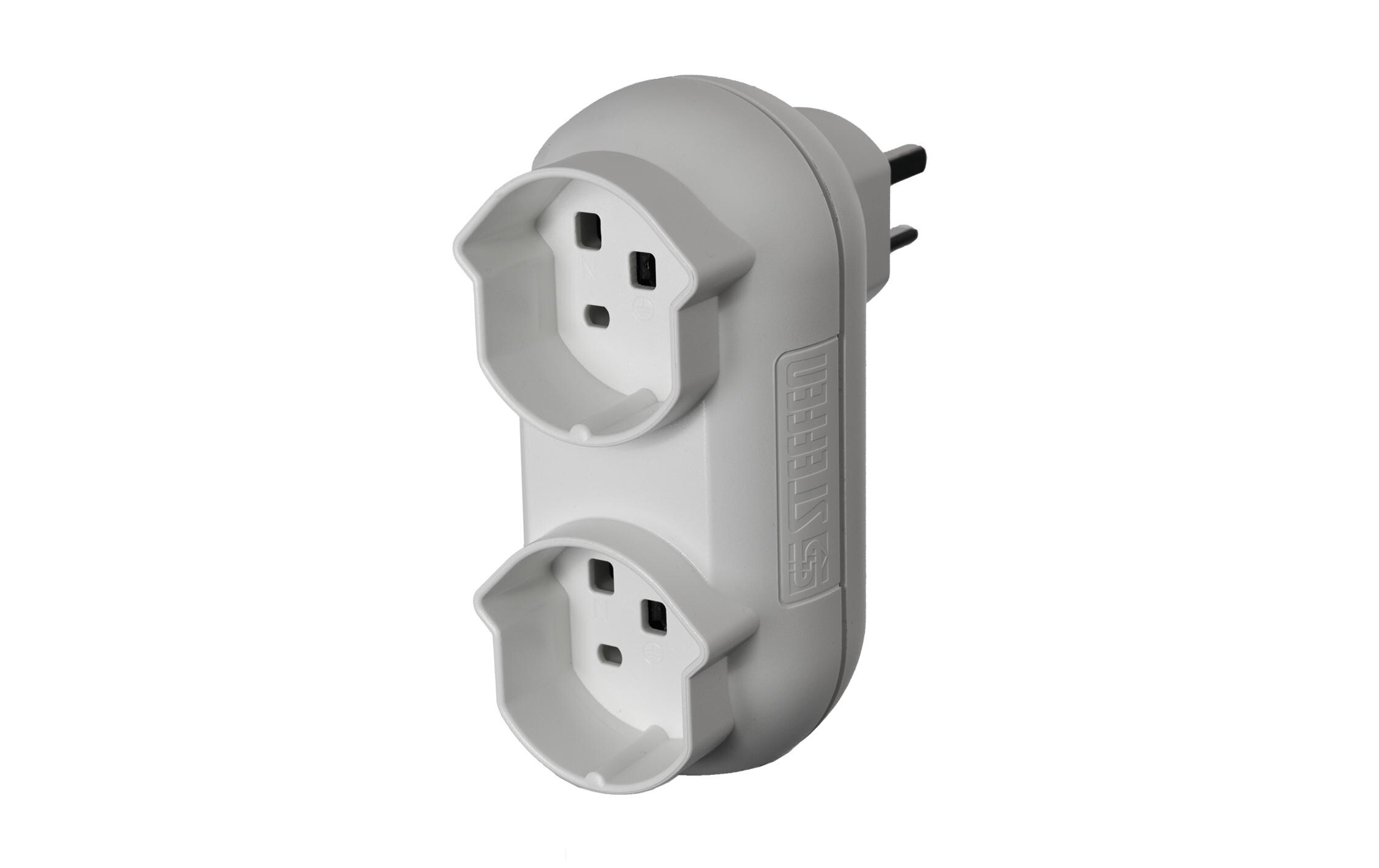 Mehrfachstecker Strong 2x T25, WeissMehrfachadapter mit zwei T25 Steckdosen in Farbe Weiss, 400 V/16 A