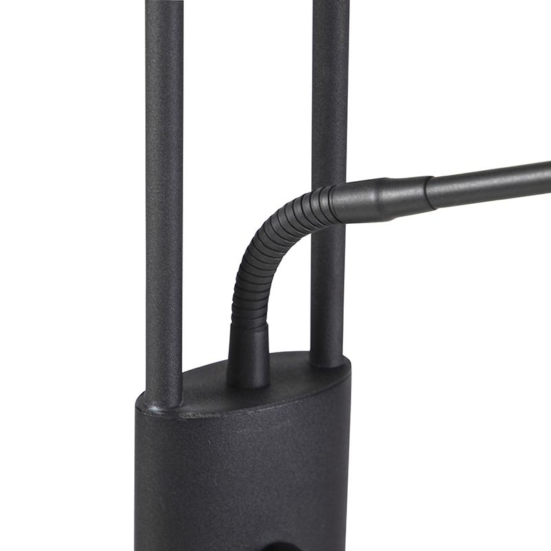 Vloerlamp zwart met leesarm incl. LED en USB-poort - Sevilla