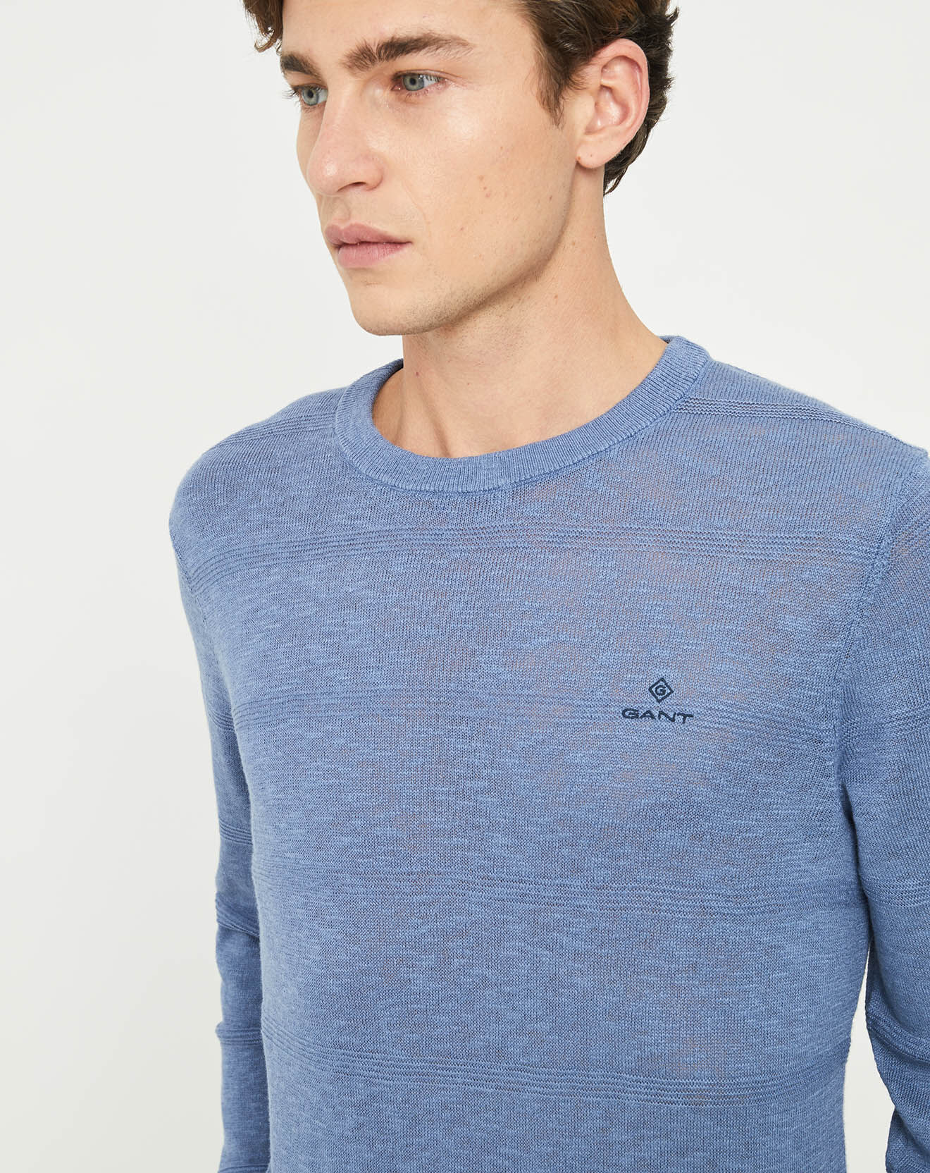 Gant Pull fin en Lin mélangé Slub bleu