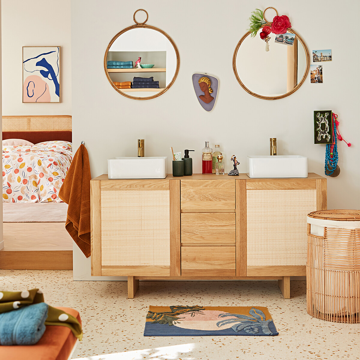 LA REDOUTE INTERIEURS<br>Lavatório duplo em rattan L145cm, Arty