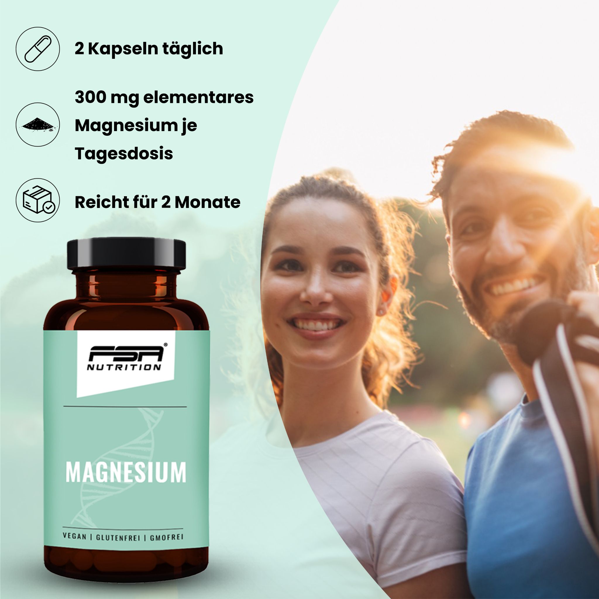 FSA NUTRITION Magnesium Bisglycinat und Citrate 120 Kapseln im Glas