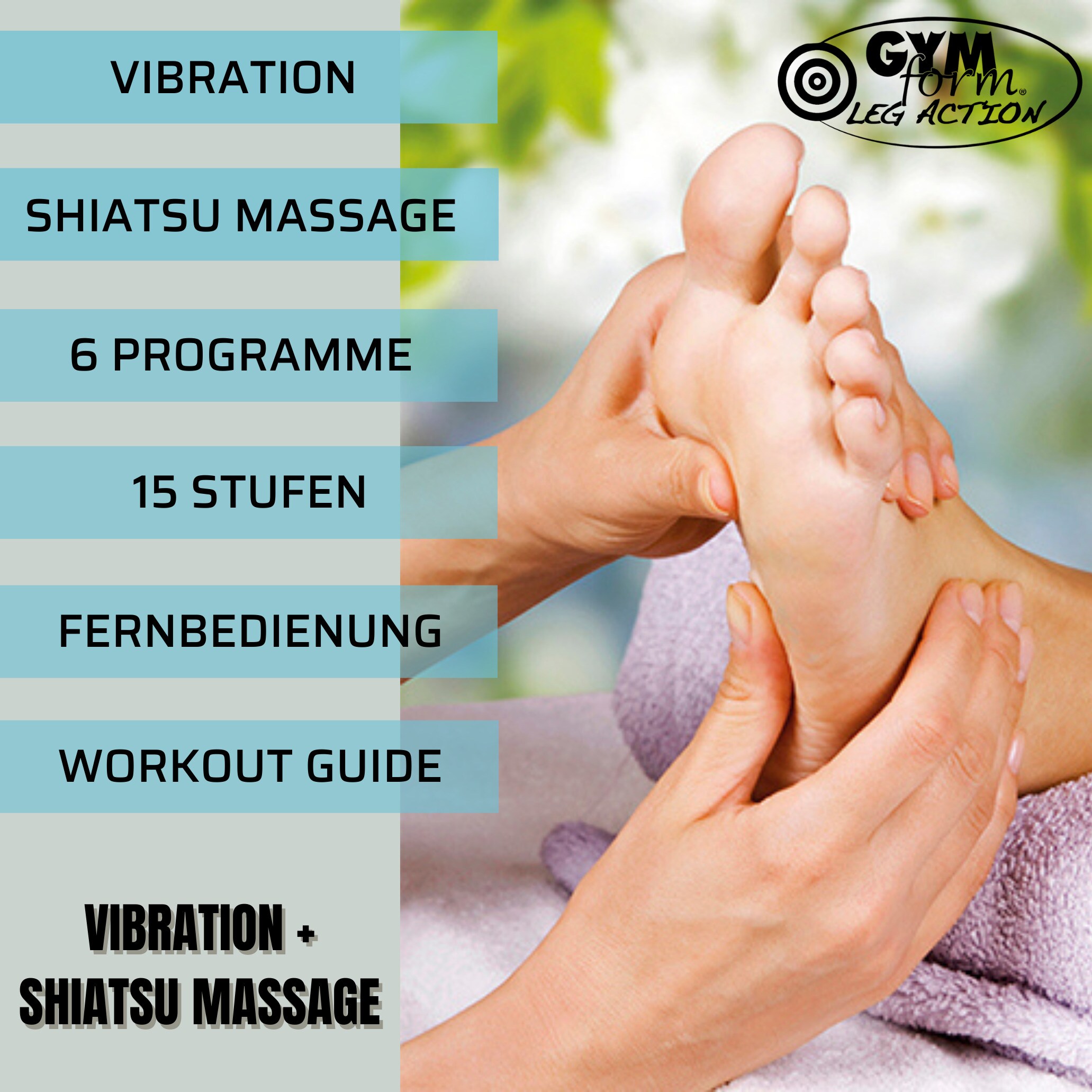 Gymform® Shiatsu Fußmassagegerät und Beinmassagegerät Leg Action