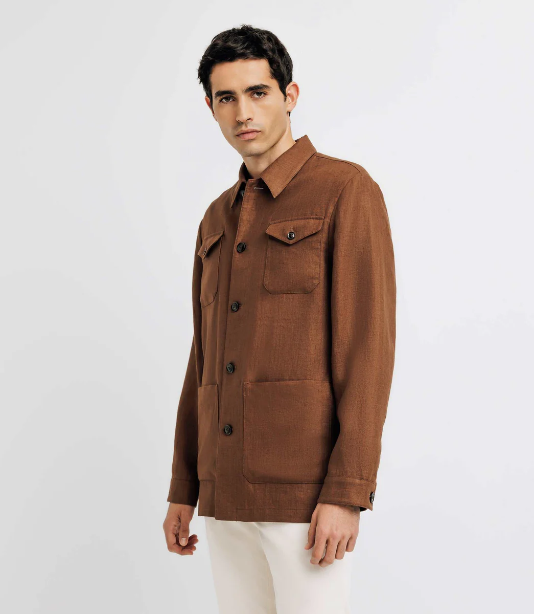 Veste casual 100% lin truffe