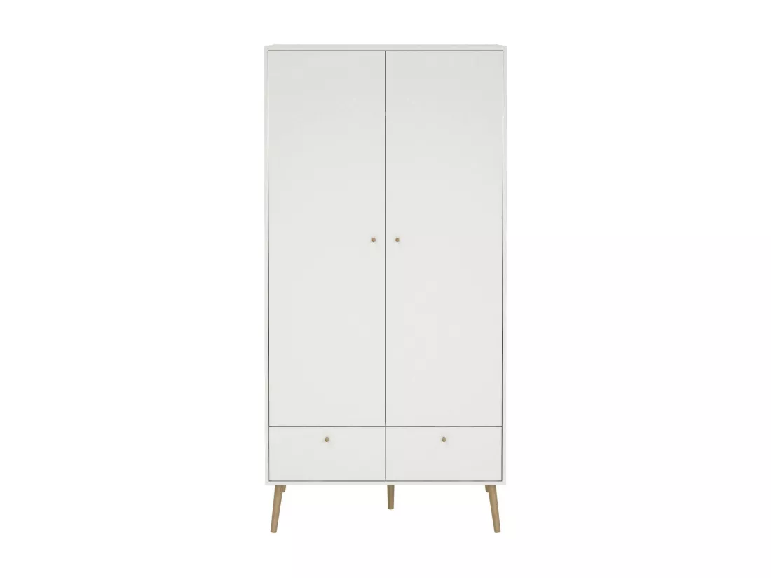Garde-robe 2 portes Dscarp, Meubles de chambre, Penderie de plain-pied, Placard à vêtements, 99x58 h200 cm, Blanc