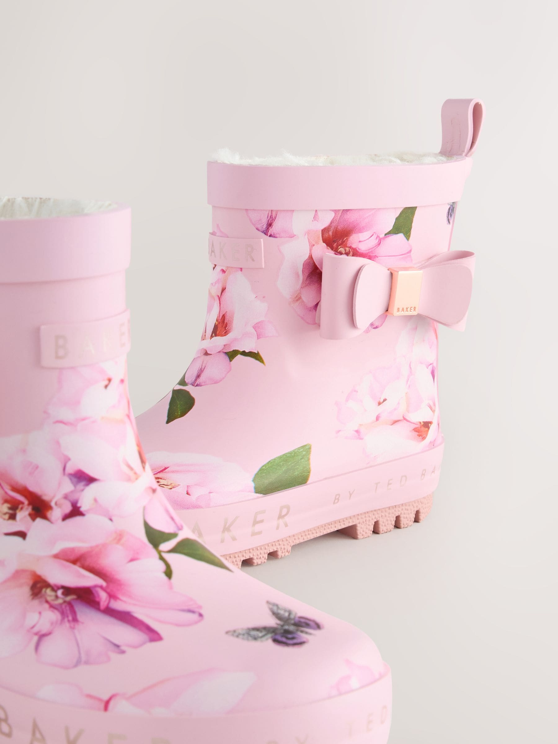 Roze - Baker by Ted Baker Girls Faux Fur Lined Welly Boots with Bow