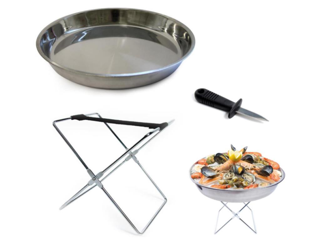 PLAT PRESENTATION COQUILLAGE INOX 34CM
