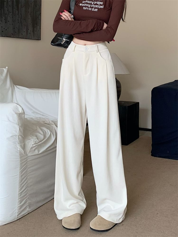 Ashlee - Corduroy broek met hoge taille en losse pasvorm