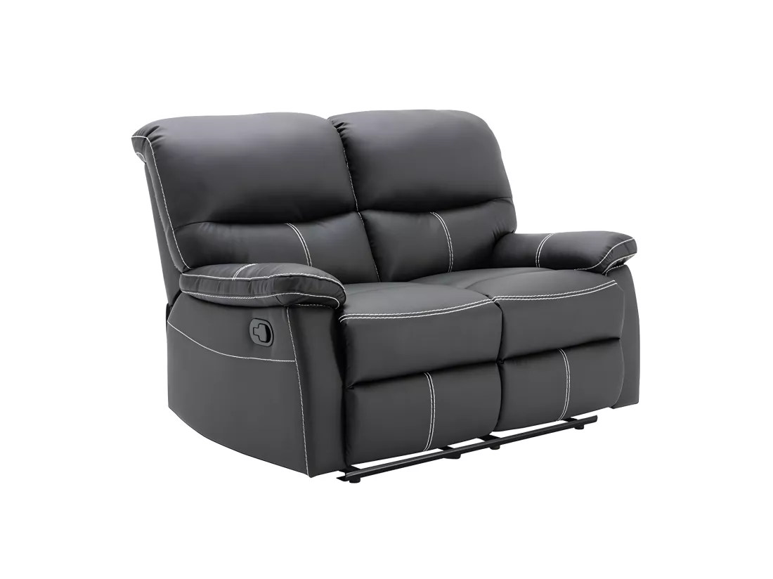 Canapés 3 places 2 places et un fauteuil relax en simili noir CANBY