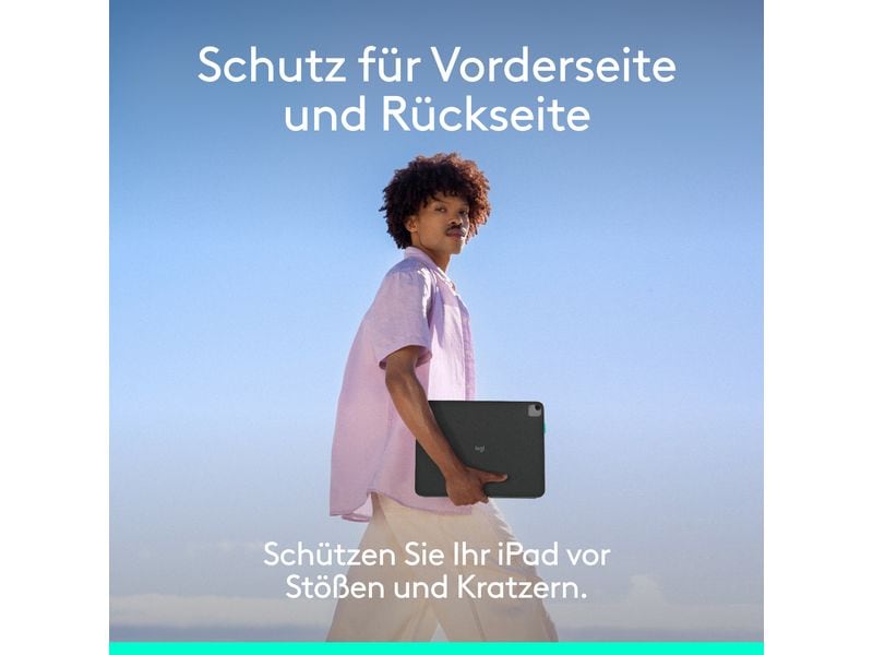 Logitech Tablet Tastatur Cover Flip Folio iPad Pro & Air13 Vielseitiges iPad Cover mit verstaubarer Tastatur