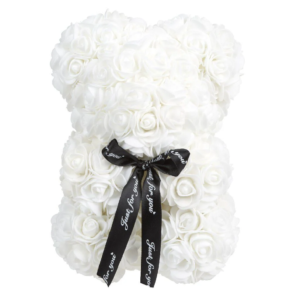 Ourson déco en roses artificielles