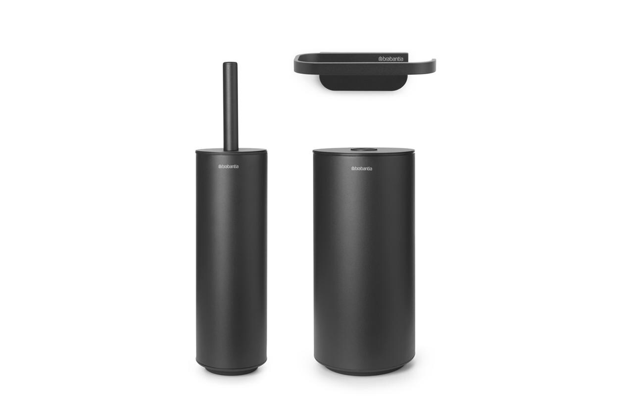 Badezimmerzubehör Mindset 3teilig, Anthrazit<br>Badezimmer Set aus recyceltem Material