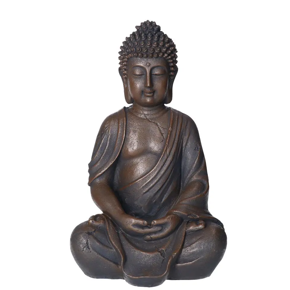 Deco by Boltze Boeddha beeld Zen - donkerbruin - 13 x 10 x 20 cm