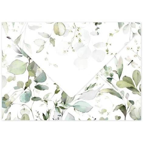 COLLECTION EUCALYPTUS, Paquet de 20 enveloppes imprimées Pollen 114x162mm 120g/m2 - Vert 3 - Vert