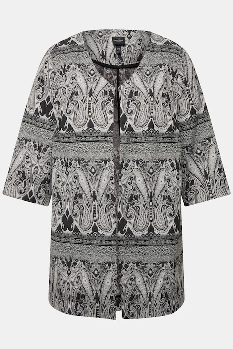 Jacke, Paisley, V-Ausschnitt, Hakenverschluss, 3/4-Arm