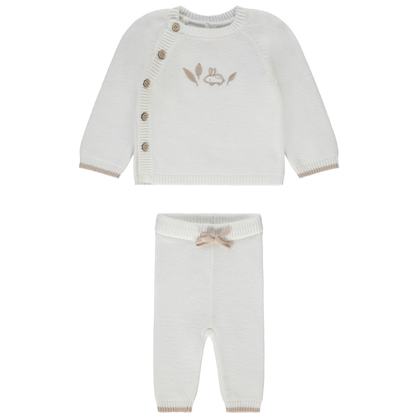 Ensemble 2 pièces en tricot point mousse pour bébé