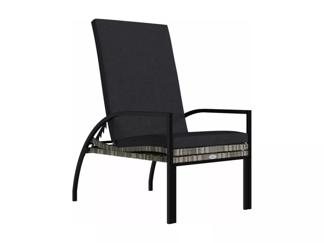 Chaise longue avec repose-pied Résine tressée Gris