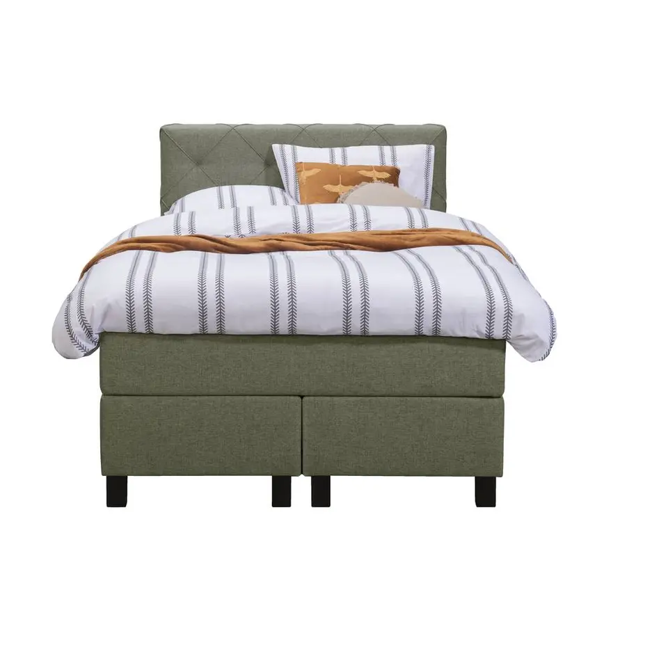 Boxspring Liv geruit - groen - 120x200 cm - vierkante poot