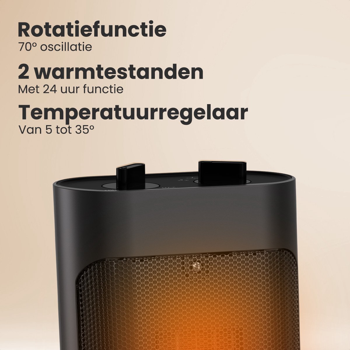 Auronic Pro 2000 watt ventilatorkachel - Black