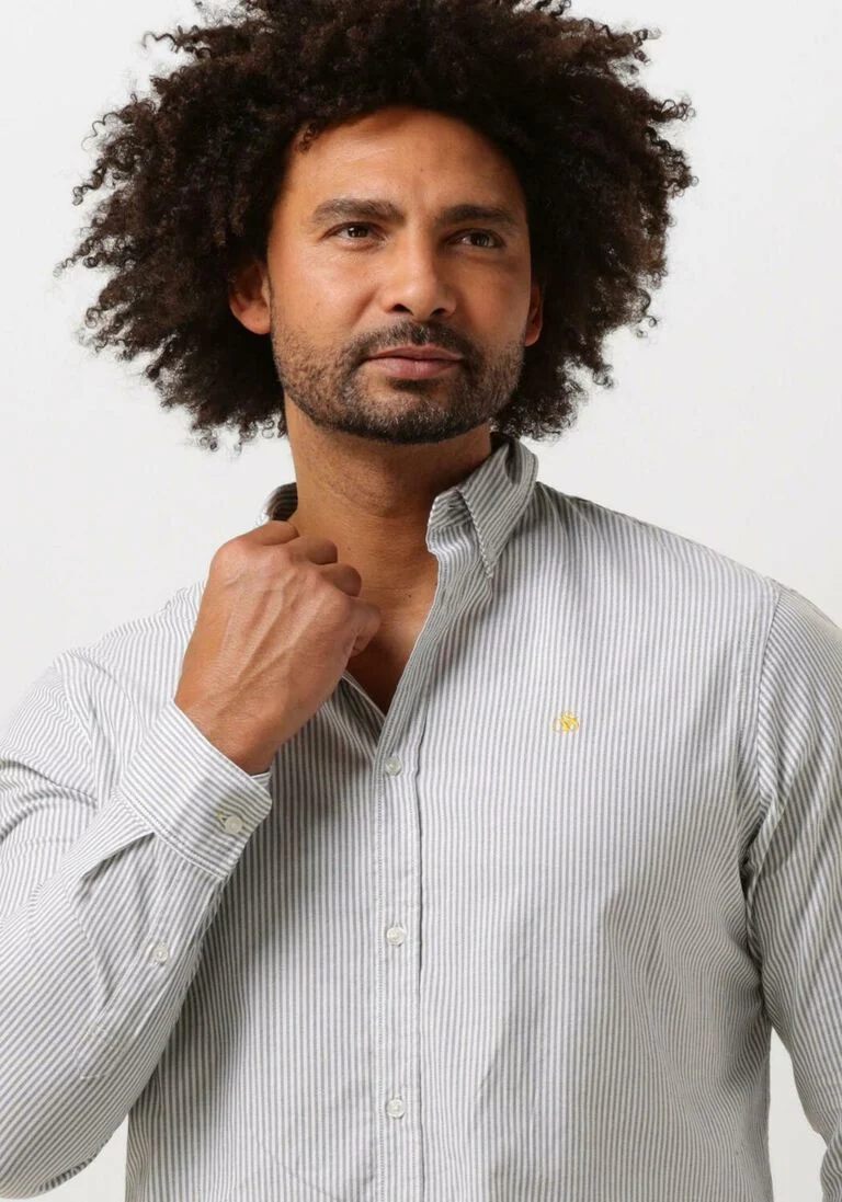 SCOTCH & SODA olijf scotch & soda casual overhemd essential oxford stripe shirt