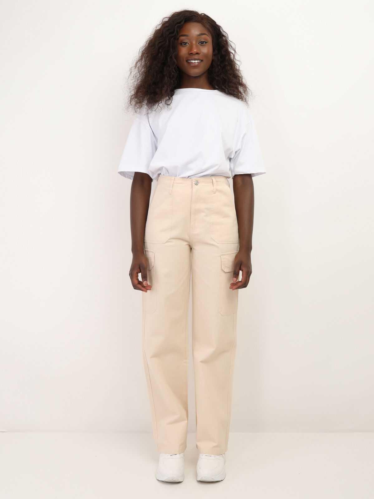 Pantalon cargo style utilitaire- Beige