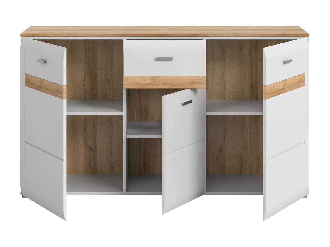 Othan - Buffet (L/H/P : 150x86x43 cm) en mélaminé gris cendré mat