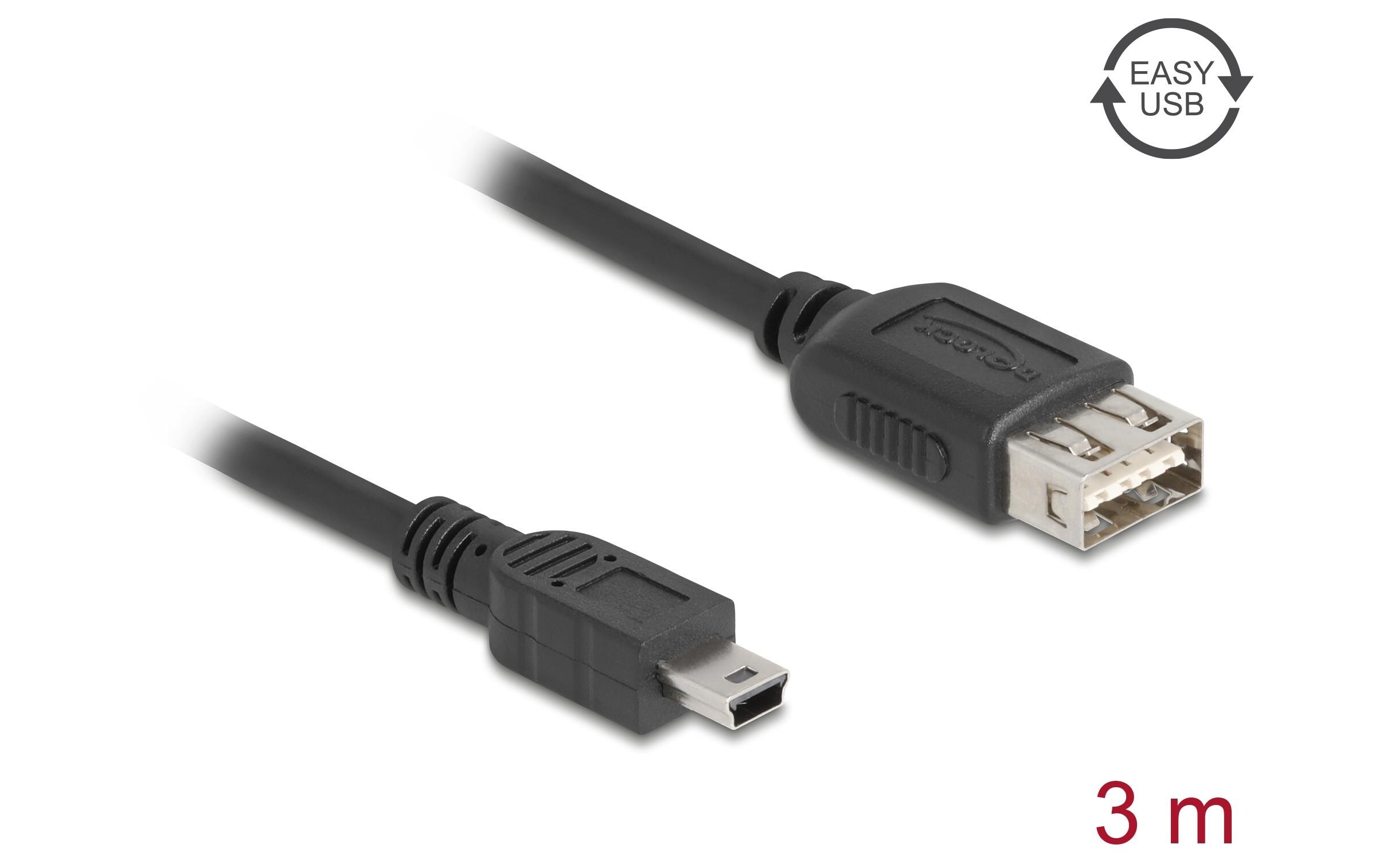 USB 2.0-Kabel USB A - Mini-USB B 3 mKabel für Datenübertragung und Stromversorgung über kurze Distanz
