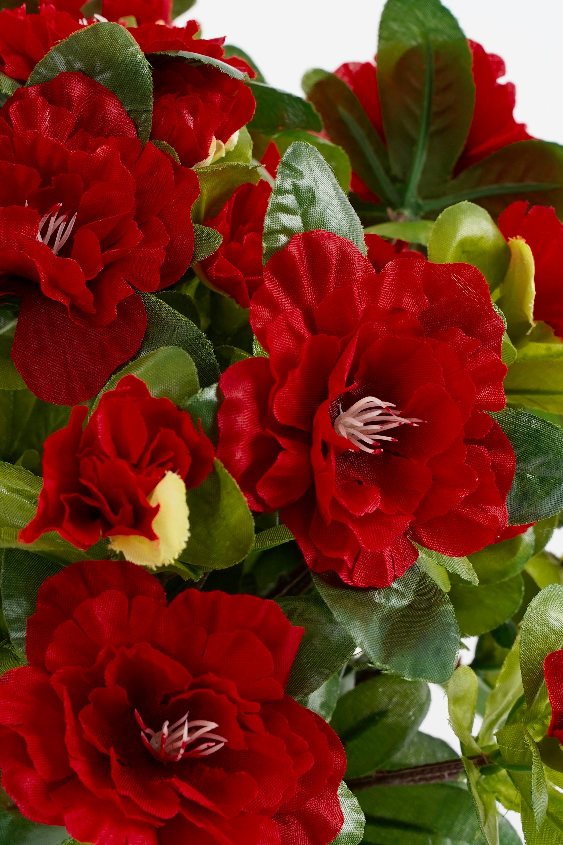 Mica decorations - azalée artificielle rouge en pot h31