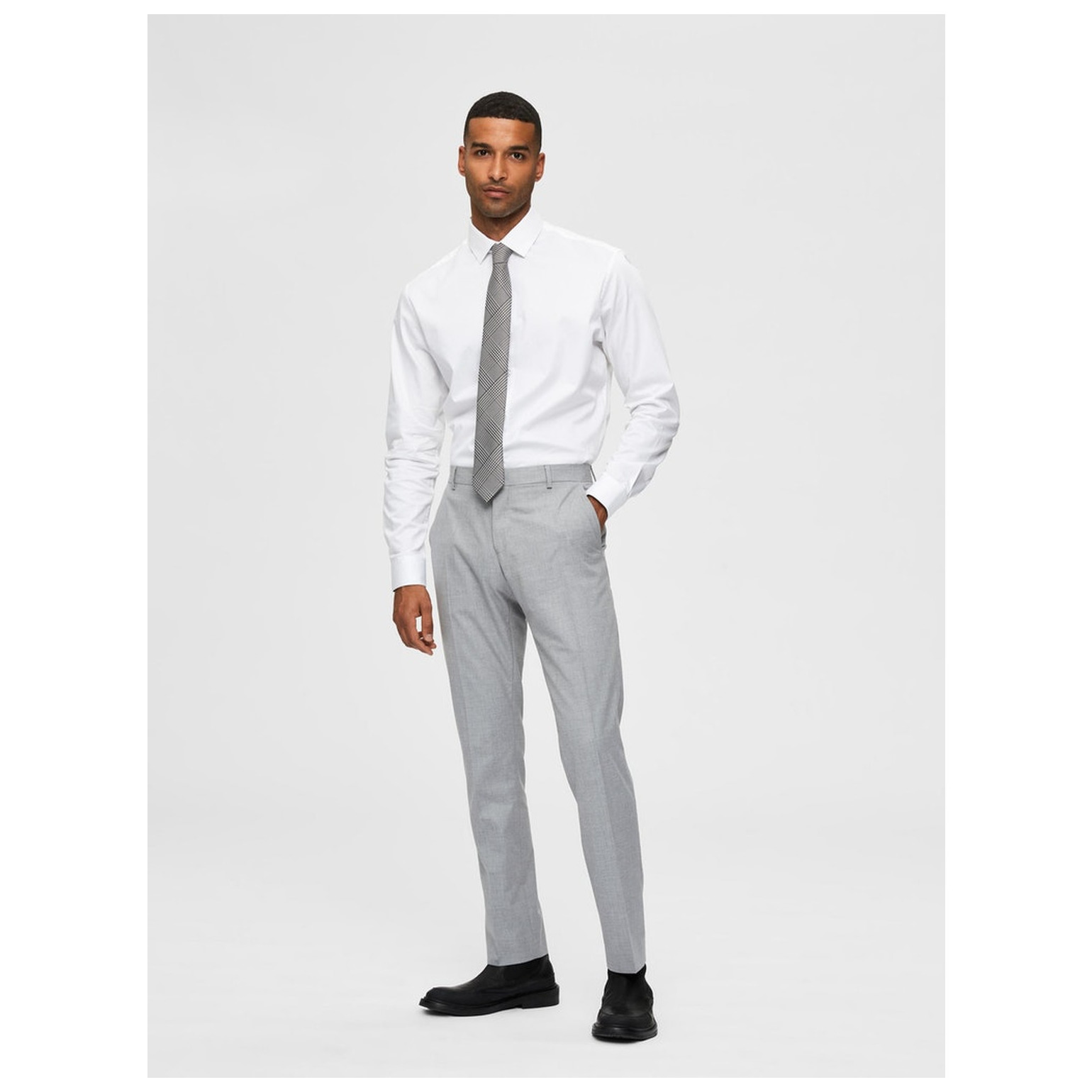 selected SLHSLIM-MYLOLOGAN LIGHT GREY