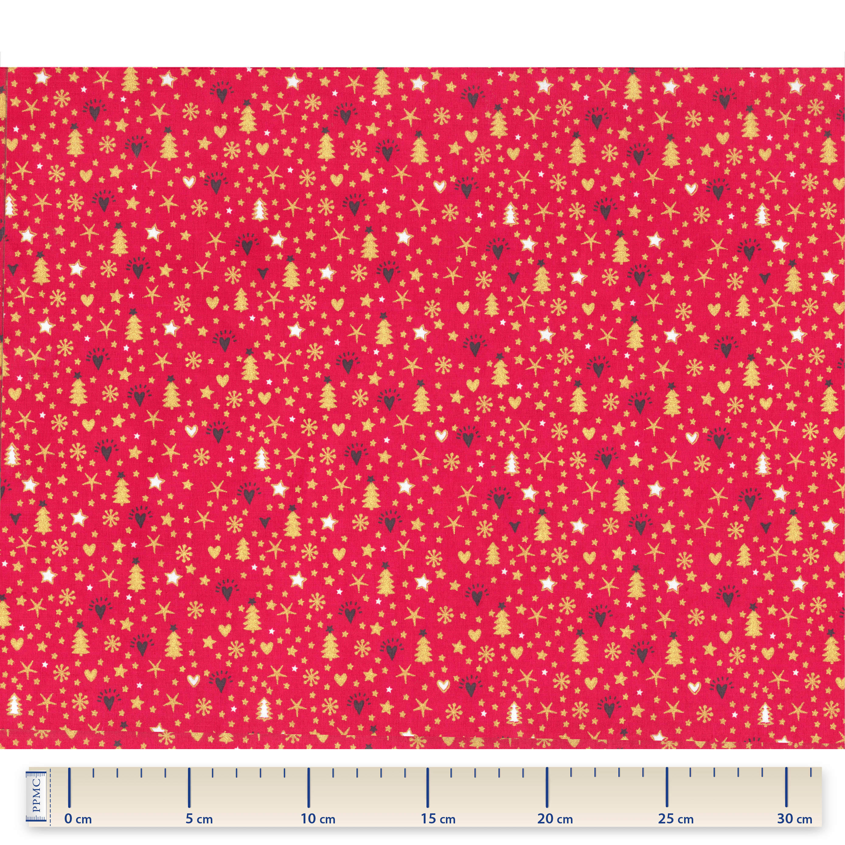 Tissu Coton Au Mètre Etoile Sapin Rouge Ex1032