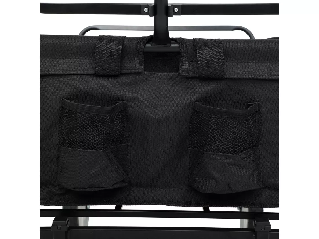 Chariot pliable pour plage avec roues en plastique et capacité de charge maximale de 120 kg en noir