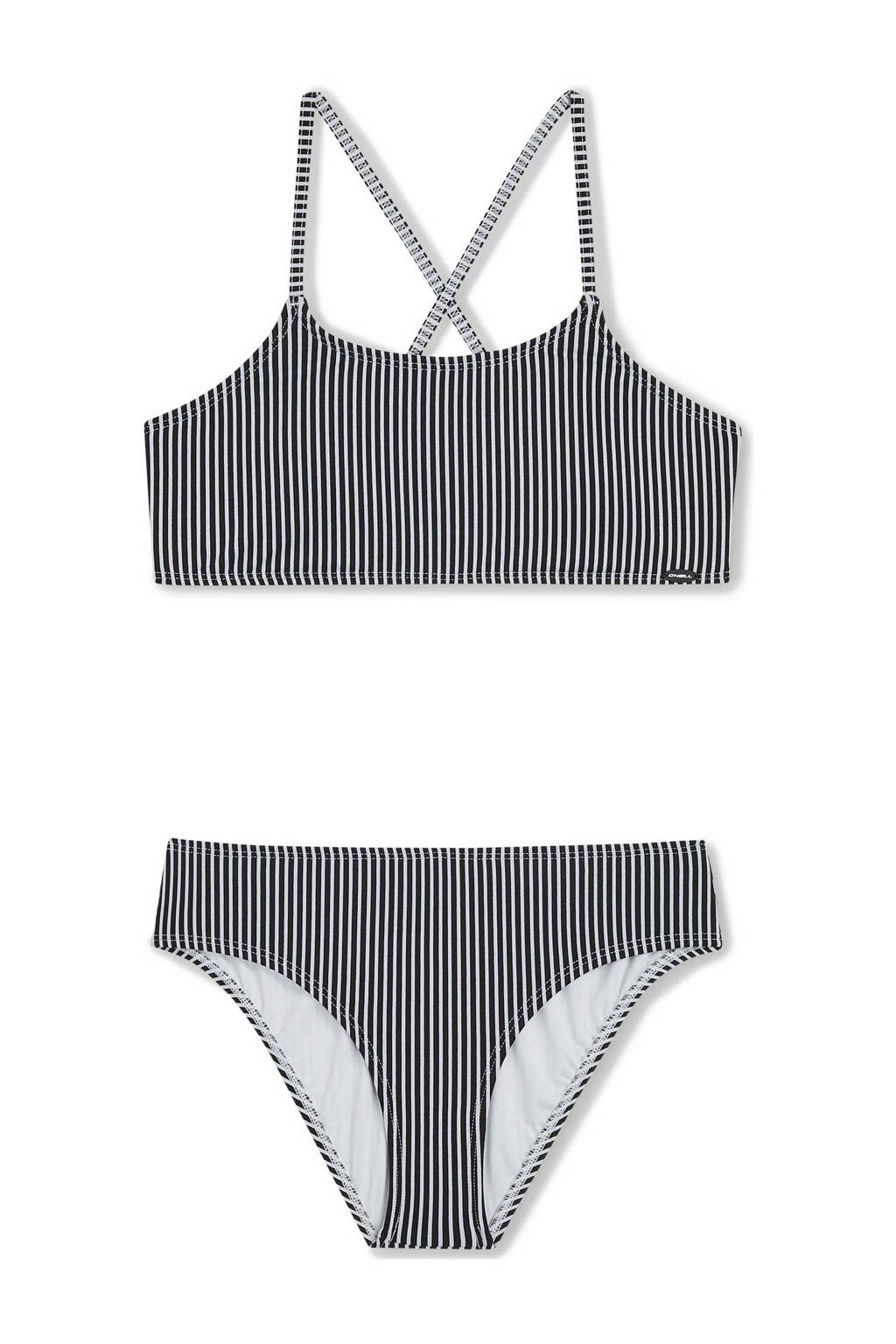 crop bikini Essentials zwart/wit