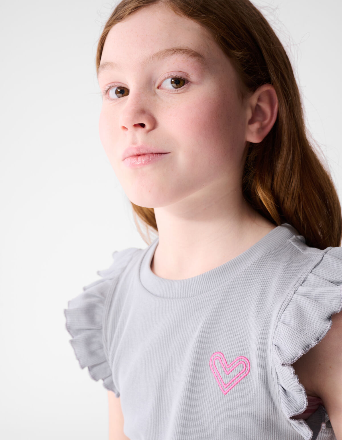 Ruffle Heart Top Lichtgrijs