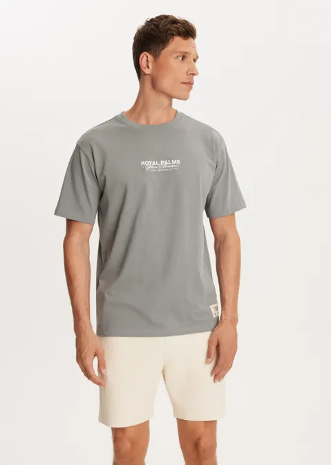 T-shirt met print waves freedom grijs (GRS)