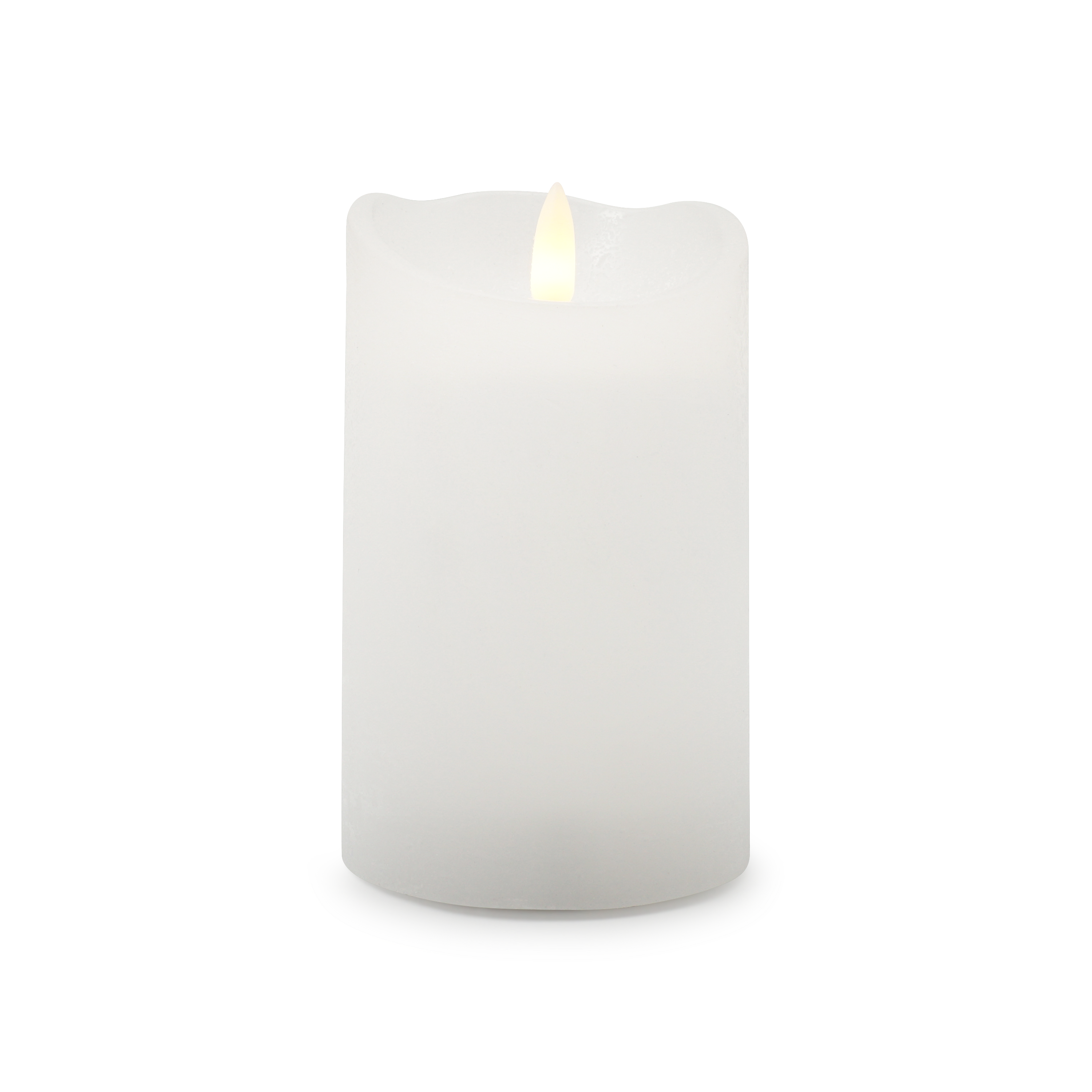 (12.5cm) Echtwachs LED Pillar Kerze Home Deko Stimmungsleuchte Flamme Rustic (12.061-14) - Weiss