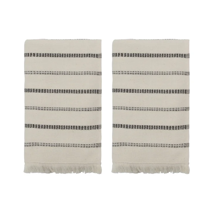 Meraki - True Handtuch, 50 x 100 cm, off-white / schwarz (2er-Set)