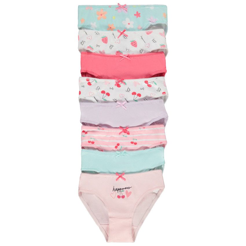 Lot de 8 culottes fantaisie en jersey pour fille - Blanc