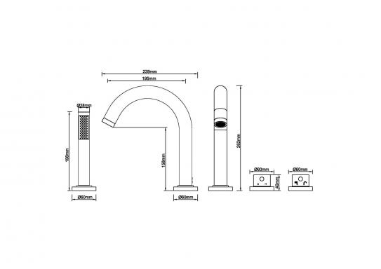 Mueller Round thermostatische badrand kraan geborsteld koper afbouwdeel
