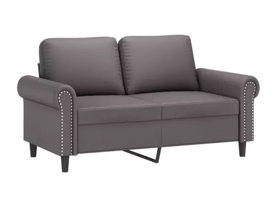 Canapé 2 places avec oreillers gris 120 cm similicuir