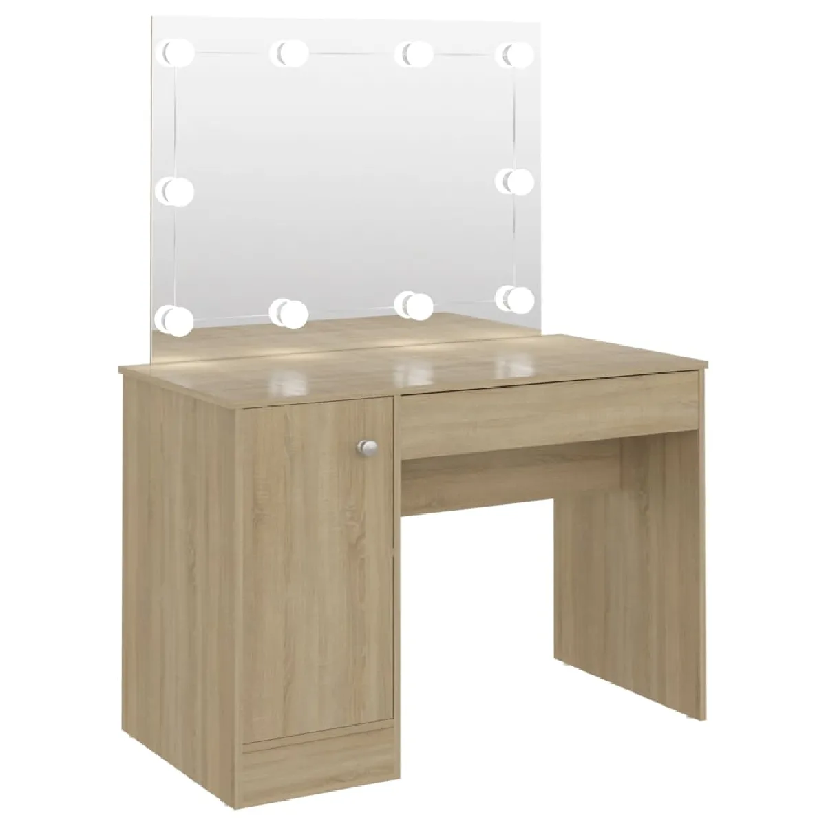 vidaXL Table de maquillage avec LED MDF Chêne 110x55x145 cm