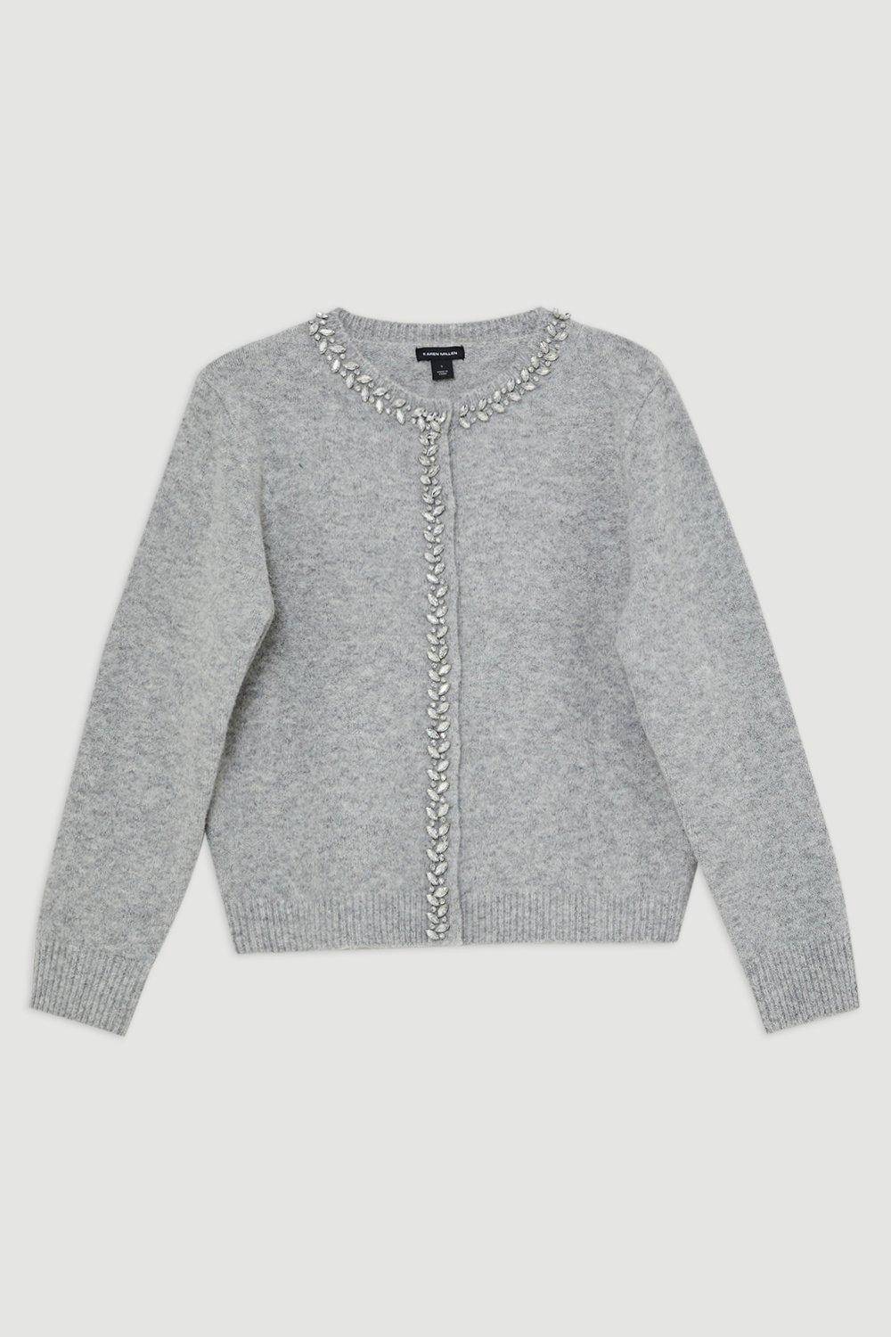 KarenMillen Cardigan en Maille Douillette à Finitions Ornées