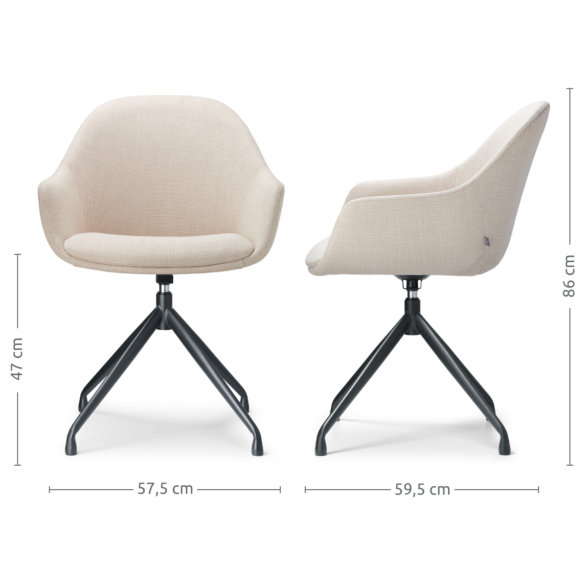 Eetkamerstoel Nola-Mae beige - zwart onderstel