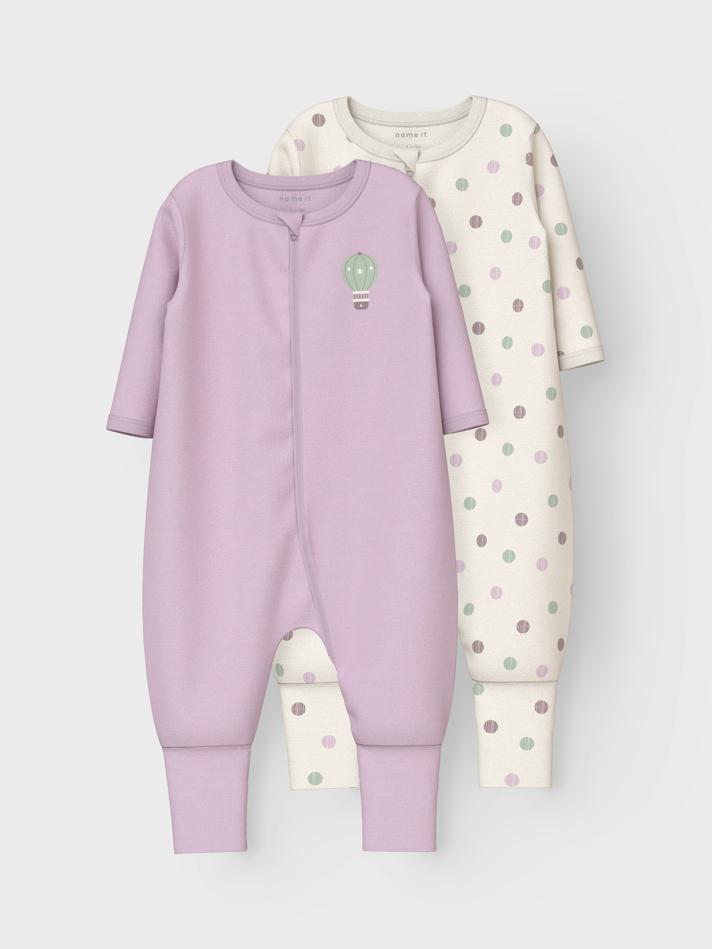 Name It Schlafanzug »NBFNIGHTSUIT 2P ZIP FF JET DOT NOOS« Packung, 2 tlg.,