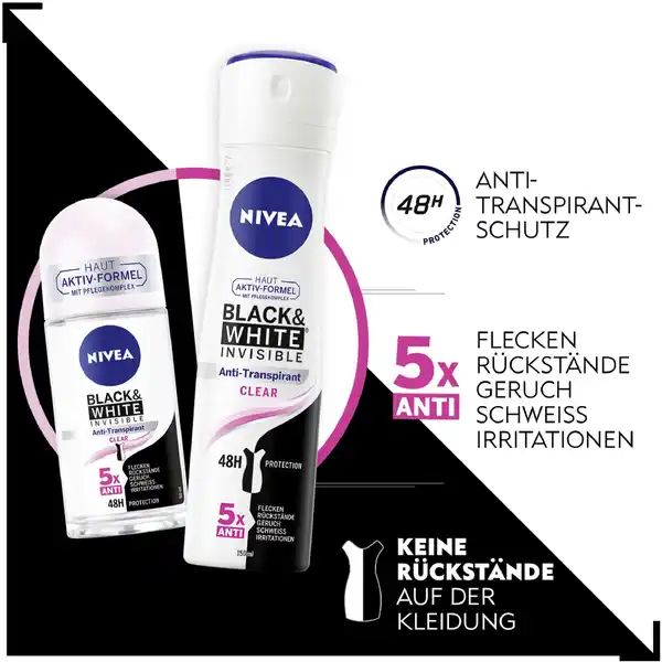 Anti-Transpirant Roll-on Black & White Invisible Clear
