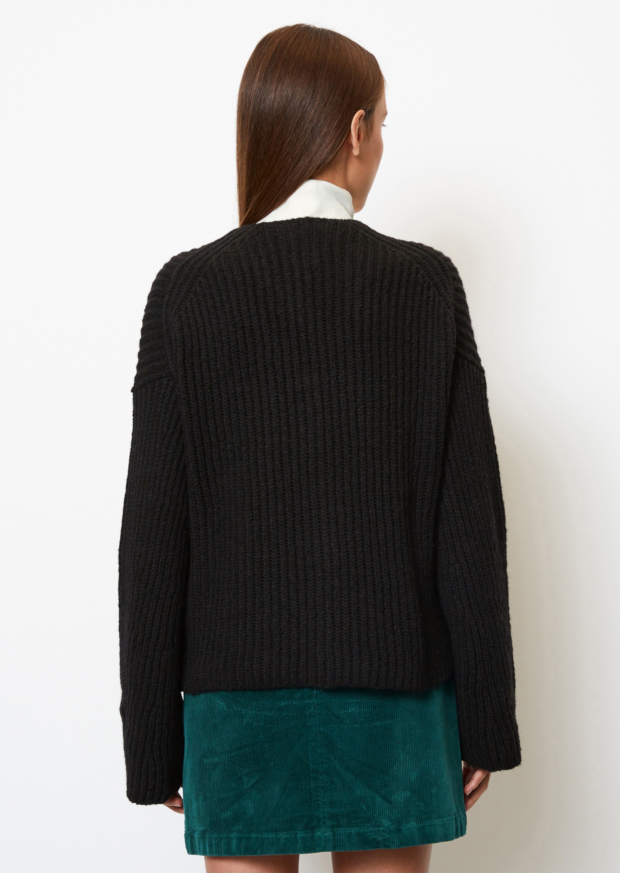 V-Neck-Cardigan relaxed aus softem Schurwolle-Mix