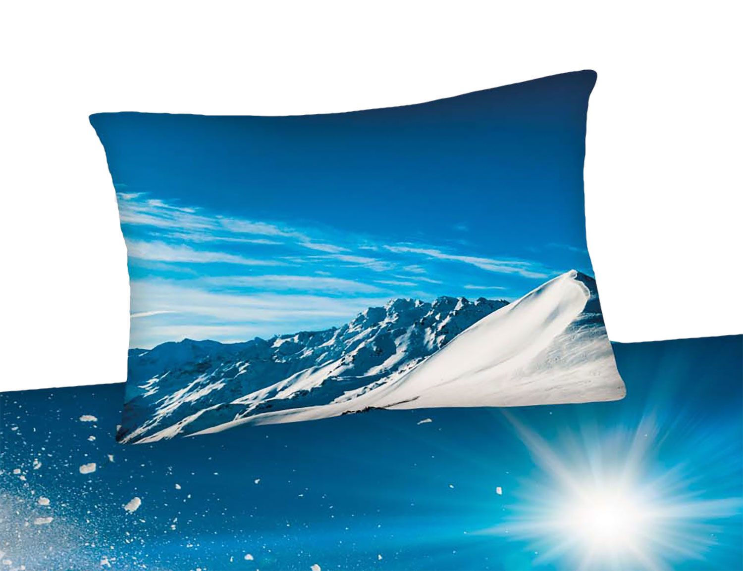 Bettwäsche mit Skifahrer im Tiefschnee