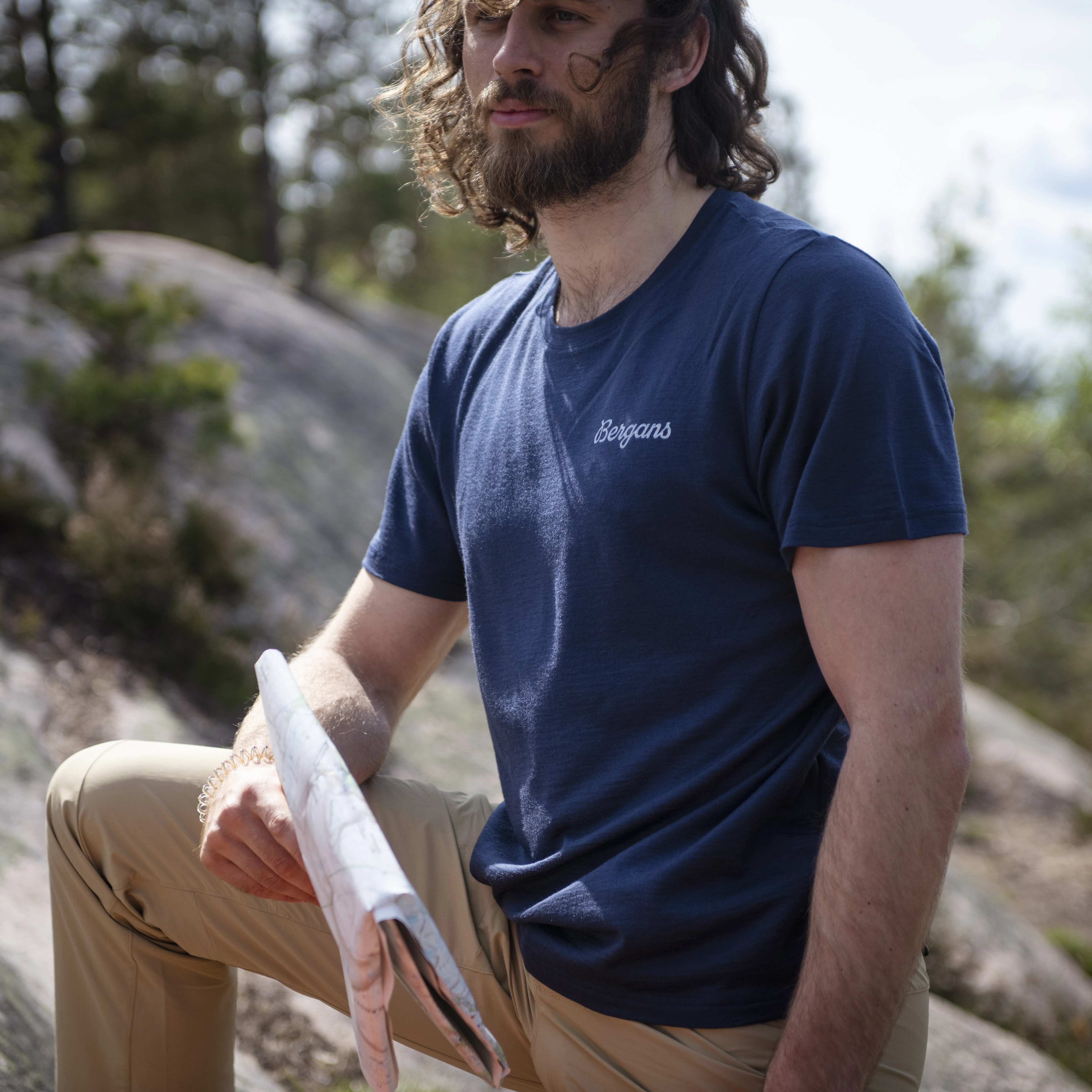 Rabot Emblem Wool Tee Men Navy Blue