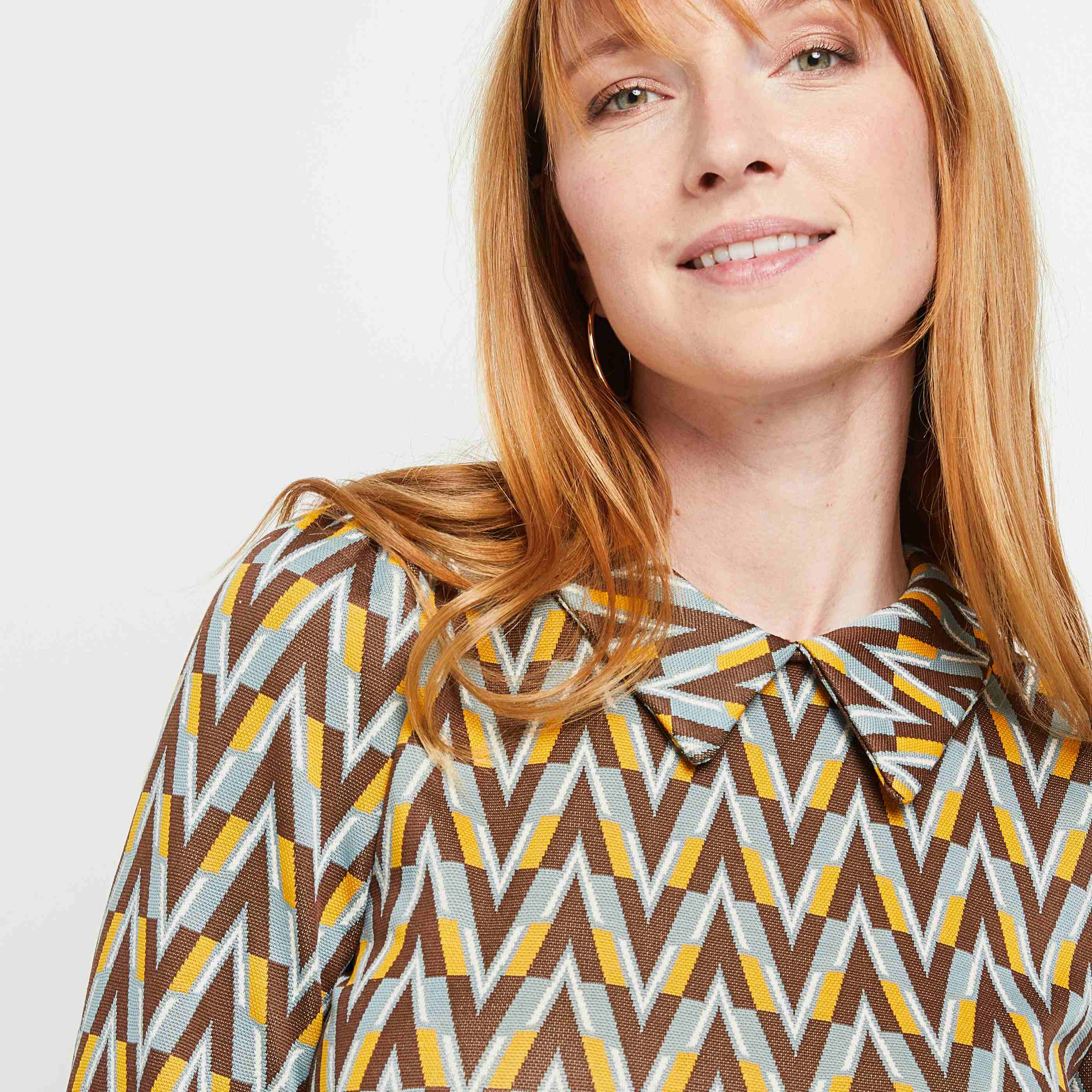 Robe en maille jacquard - MARRON