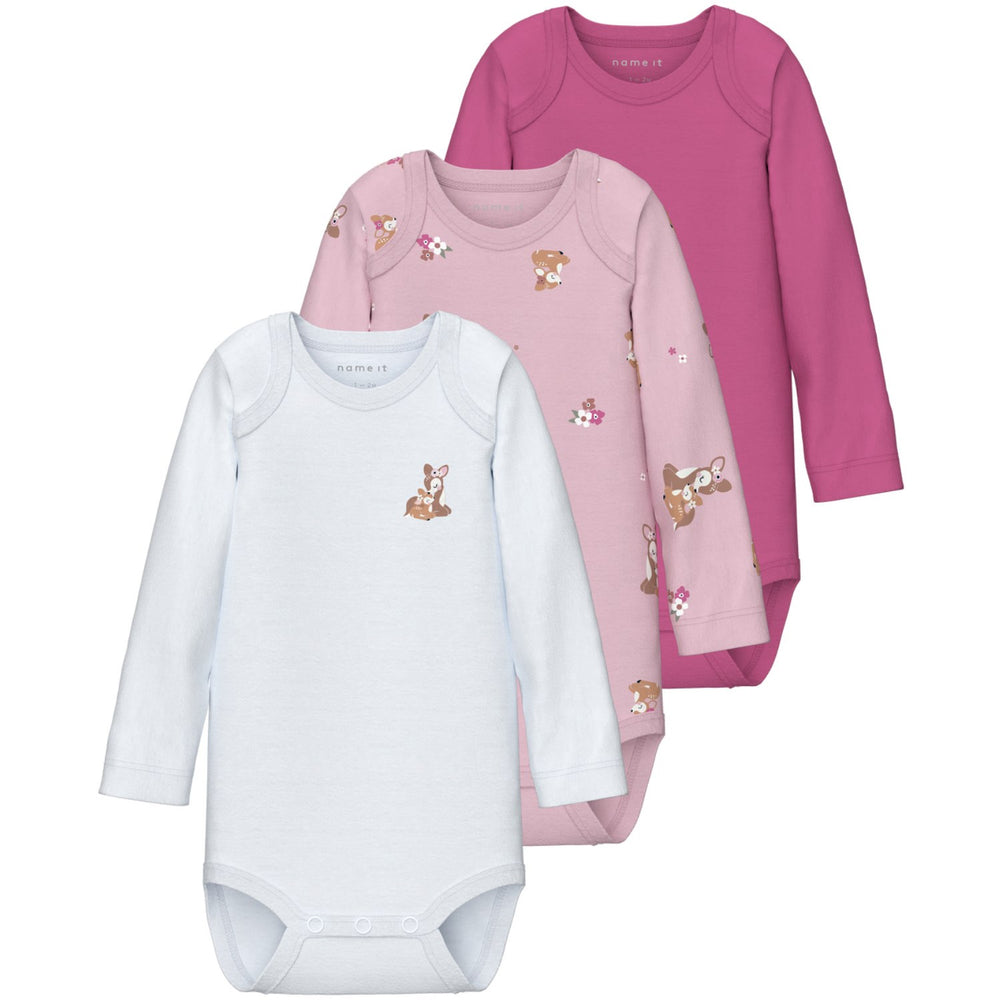 Køb Name It Ibis Rose Body 3-pack Ibis Rose Deer Noos