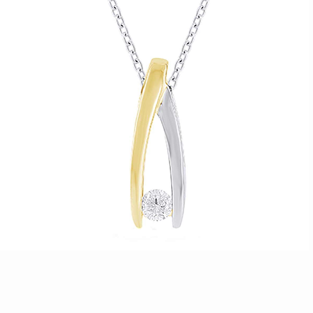 Pendentif solitaire Brillaxis or bicolore diamant